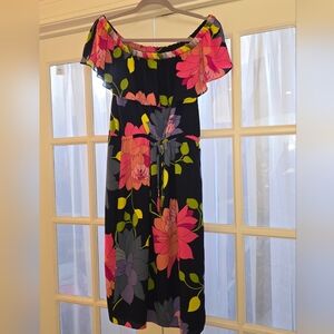 Trina Turk Navy Floral Midi Dress